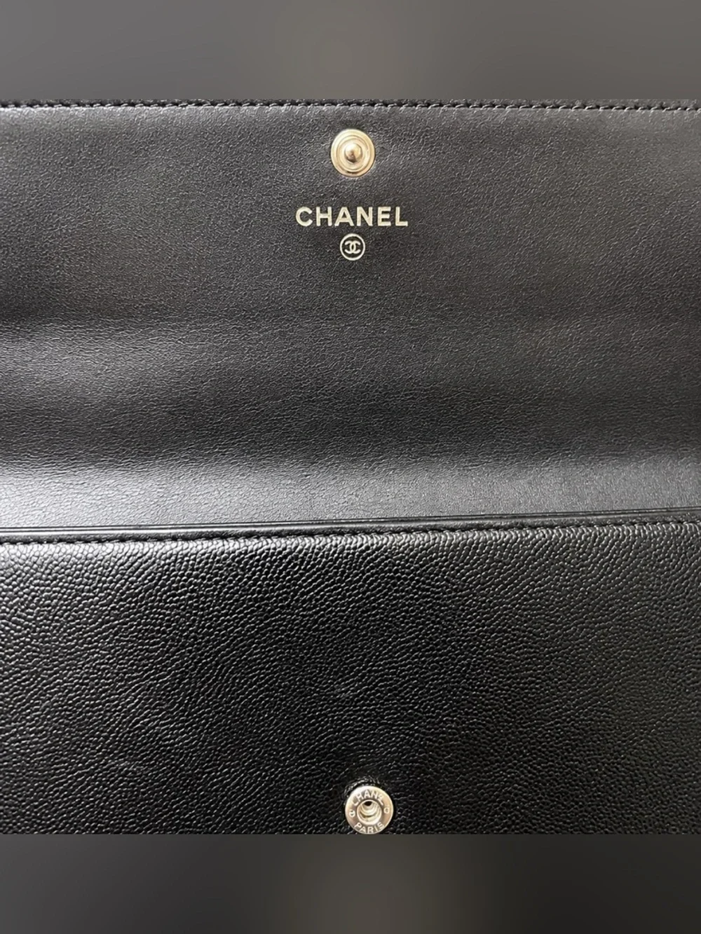 Authentic Chanel Caviar Leather Long Wallet - Black - Serial # Included